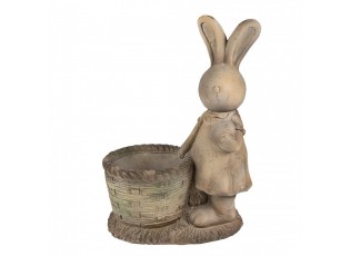 Béžová antik dekorace králičice s květináčkem - 38*22*49 cm