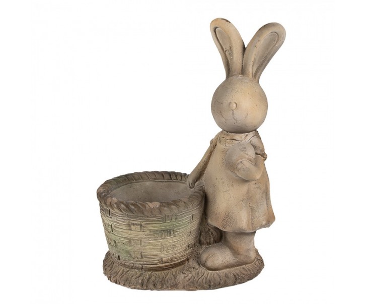 Béžová antik dekorace králičice s květináčkem - 38*22*49 cm Clayre & Eef
