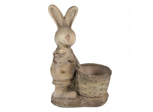 Béžová antik dekorace králík s květináčkem - 38*22*49 cm