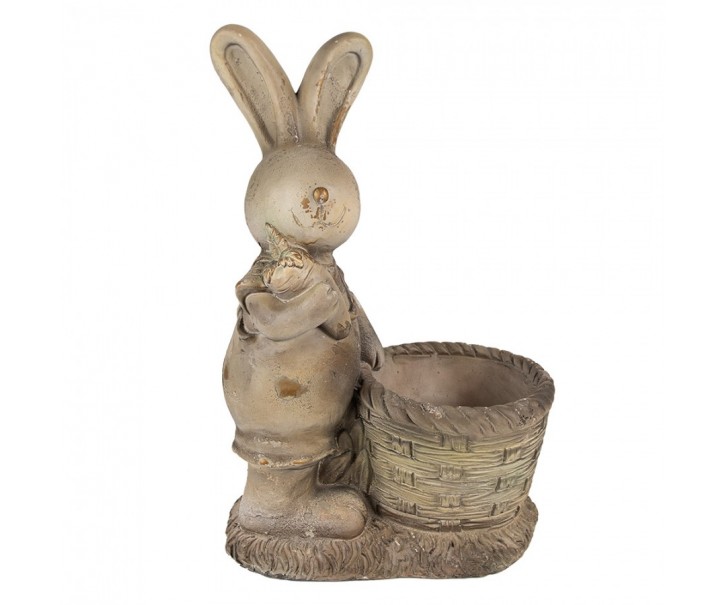 Béžová antik dekorace králík s květináčkem - 38*22*49 cm Clayre & Eef