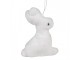 Bílý plyšový závěsný velikonoční králíček s kytičkou - 7*3*10 cm Clayre & Eef