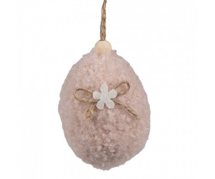 Růžové závěsné velikonoční plstěné vajíčko Magiccal - Ø 5*7 cm Clayre & Eef