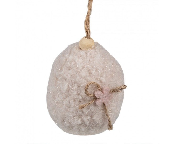 Béžové závěsné velikonoční plstěné vajíčko Magiccal - Ø 5*7 cm Clayre & Eef