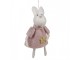 Růžový plstěný závěsný velikonoční králíček s kytičkou Magiccal - 6*3*13 cm Clayre & Eef