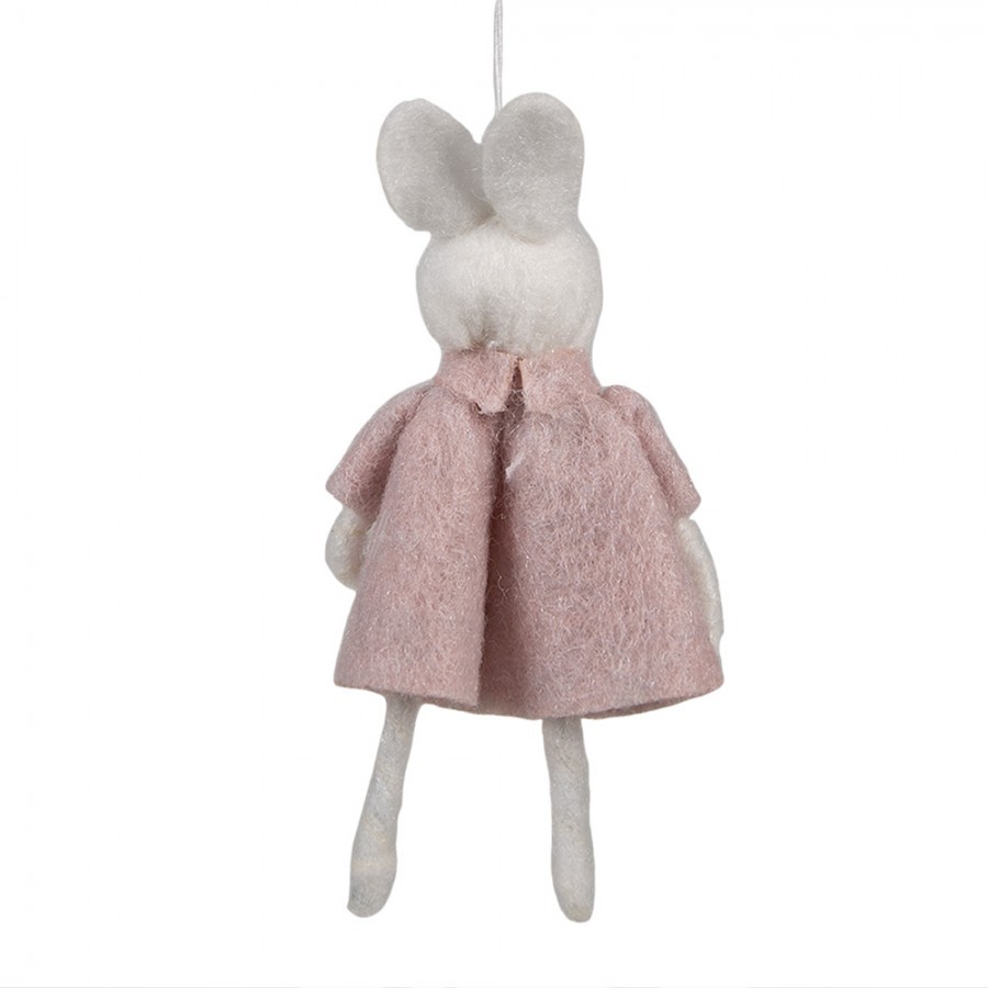 Růžový plstěný závěsný velikonoční králíček s kytičkou Magiccal - 6*3*13 cm Clayre & Eef Růžový plstěný závěsný velikonoční králíček s kytičkou Magiccal - 6*3*13 cm Clayre & Eef