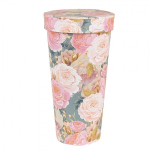 Papírový úložný box s květinami - Ø 9*18 cm 