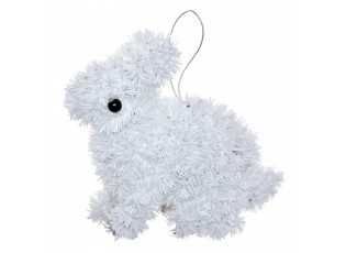 Bílá závěsná plastová dekorace králík - 11*5*14 cm