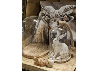 Dřevěný podnos se skleněným krytem II - Ø23*29 cm