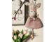 Závěsný velikonoční králíček s růžovými šaty Magiccal - 8*3*16 cm Clayre & Eef