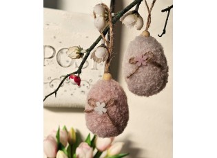 Růžové závěsné velikonoční plstěné vajíčko Magiccal - Ø 5*7 cm