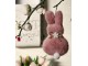 Růžový plyšový závěsný velikonoční králíček s kytičkou Magiccal - 6*2*11 cm Clayre & Eef