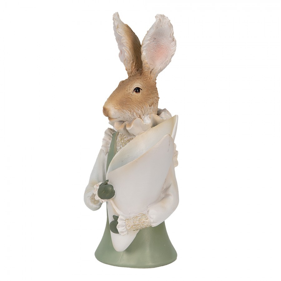 Dekorace zaječí paní v zelené vestičce - 16*13*30 cm Clayre & Eef Dekorace zaječí paní v zelené vestičce - 16*13*30 cm Clayre & Eef
