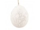 Bílé antik plechové závěsné vajíčko s kytičkama I - 10*2*8 cm Clayre & Eef