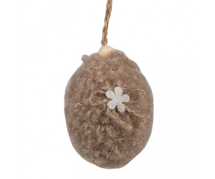 Hnědé závěsné velikonoční plstěné vajíčko Magiccal - Ø 5*7 cm Clayre & Eef