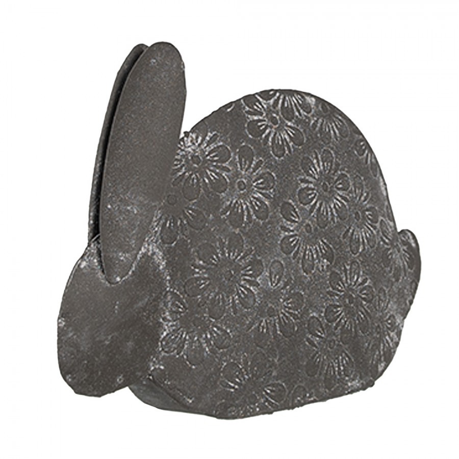 Šedá antik plechová figurka králík s květy - 16*4*11 cm Clayre & Eef Šedá antik plechová figurka králík s květy - 16*4*11 cm Clayre & Eef