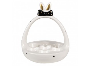 Černobílý keramický stojan na vajíčka Black&White Bunny - Ø 16*19 cm 