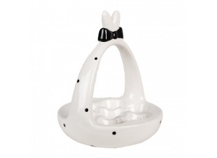 Černobílý keramický stojan na vajíčka Black&White Bunny - Ø 16*19 cm 