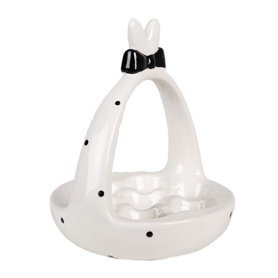 Černobílý keramický stojan na vajíčka Black&White Bunny - Ø 16*19 cm Clayre & Eef Černobílý keramický stojan na vajíčka Black&White Bunny - Ø 16*19 cm Clayre & Eef