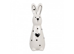 Bílo-černá keramická dekorace králíček Black&White Bunny - 5*4*13 cm