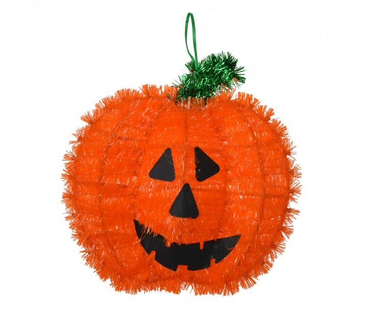 Oranžová plastová nástěnná Halloween dekorace dýně - 27*3*26 cm Clayre & Eef