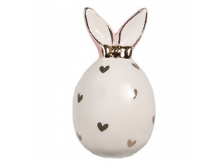 Růžovobílé keramické dekorační vajíčko Rabbit Heart - Ø 5x9 cm
