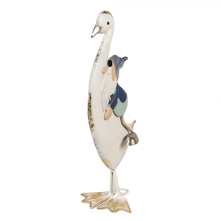 Dekorativní kovová socha husa se skřítkem - 15*13*36 cm Clayre & Eef Dekorativní kovová socha husa se skřítkem - 15*13*36 cm Clayre & Eef