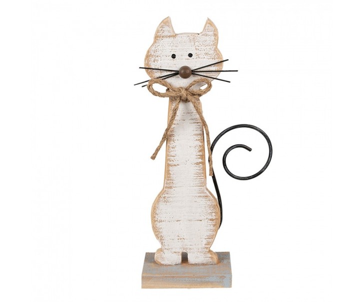 Dřevěná dekorativní figurka kočka - 21*8*38 cm Clayre & Eef