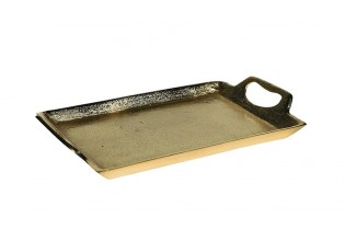 Zlatý kovový servírovací podnos s uchy Tray Raw L - 35*22*5cm 