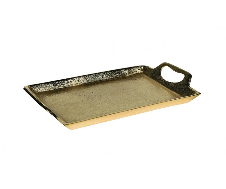 Zlatý kovový servírovací podnos s uchy Tray Raw L - 35*22*5cm Mars & More 