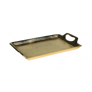 Zlatý kovový servírovací podnos s uchy Tray Raw L - 35*22*5cm 
