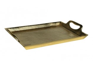 Zlatý kovový servírovací podnos s uchy Tray Raw XL - 40*27*5cm 