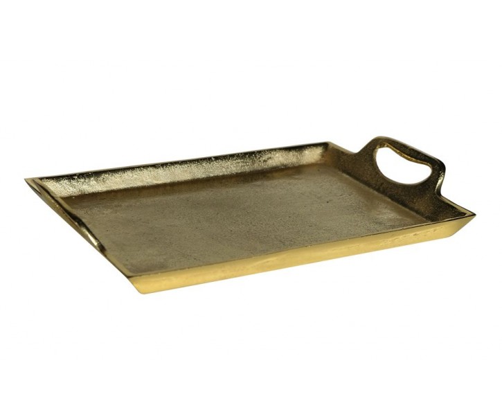 Zlatý kovový servírovací podnos s uchy Tray Raw XL - 40*27*5cm Mars & More 