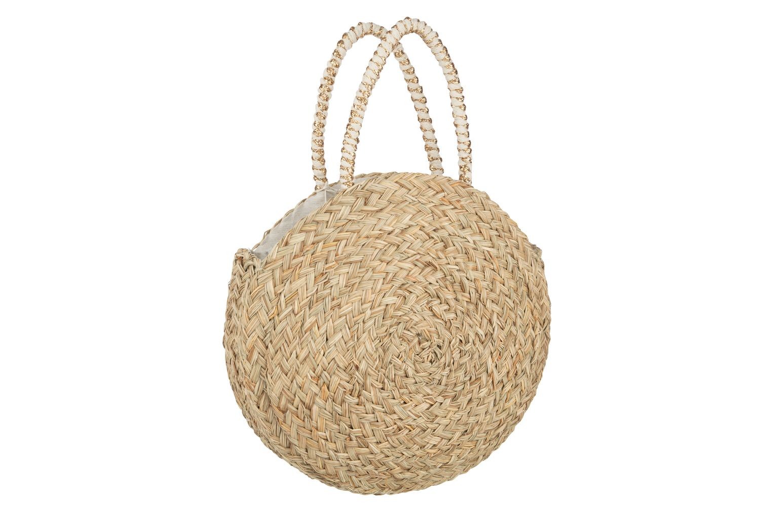 Plážová kulatá taška z mořské trávy s krajkou Beach Bag Lace - Ø 40*7cm J-Line by Jolipa Plážová kulatá taška z mořské trávy s krajkou Beach Bag Lace - Ø 40*7cm J-Line by Jolipa
