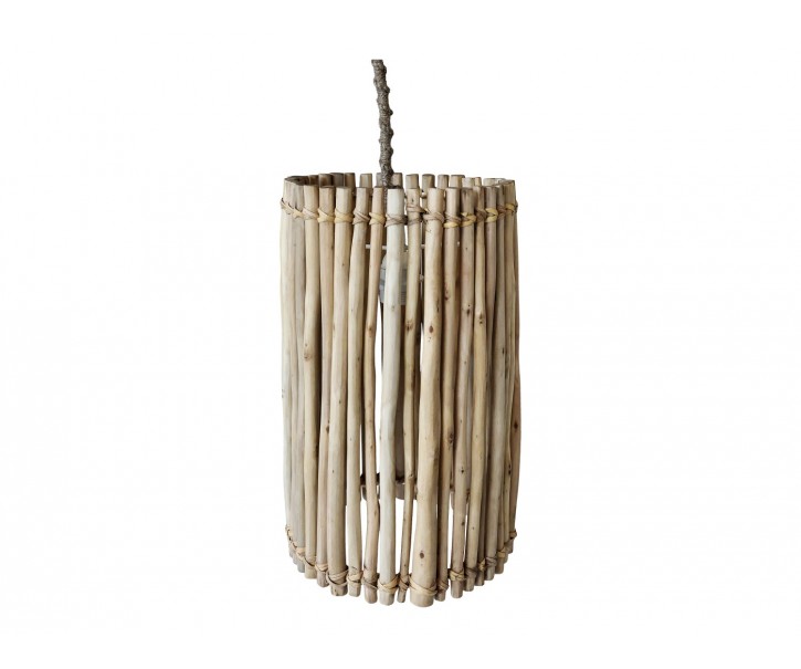 Přírodní závěsné světlo s dřevěným stínidlem Eucalypt - Ø 25*40cm/ E27/ 40W Chic Antique