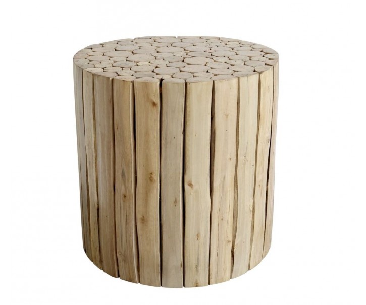 Přírodní kulatý stůl z dřevěných špalíků Eucalypt - Ø 30*30cm Chic Antique