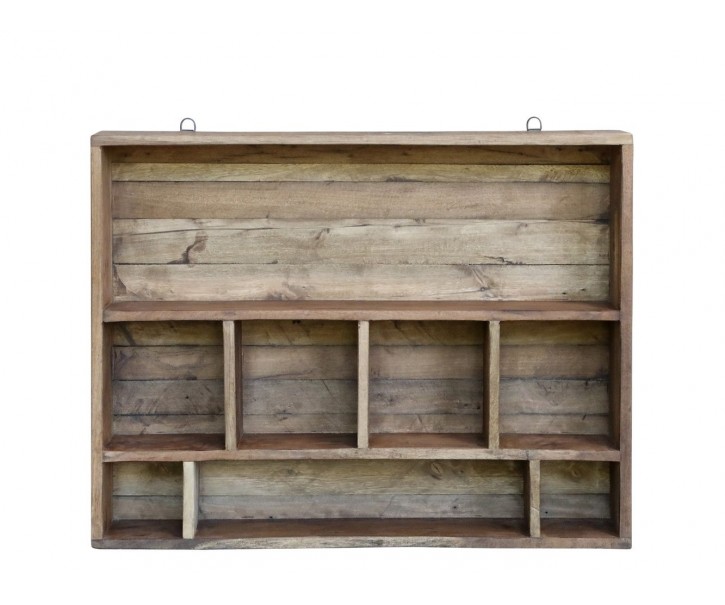 Hnědá antik dřevěná polička s přihrádkami Grimaud Unit - 70*12*55 cm Chic Antique