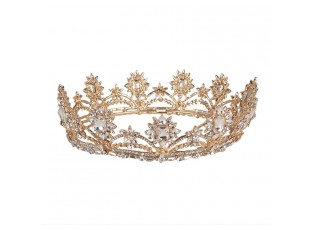 Zlatá kovová korunka s krystaly Princess - Ø 15*6 cm