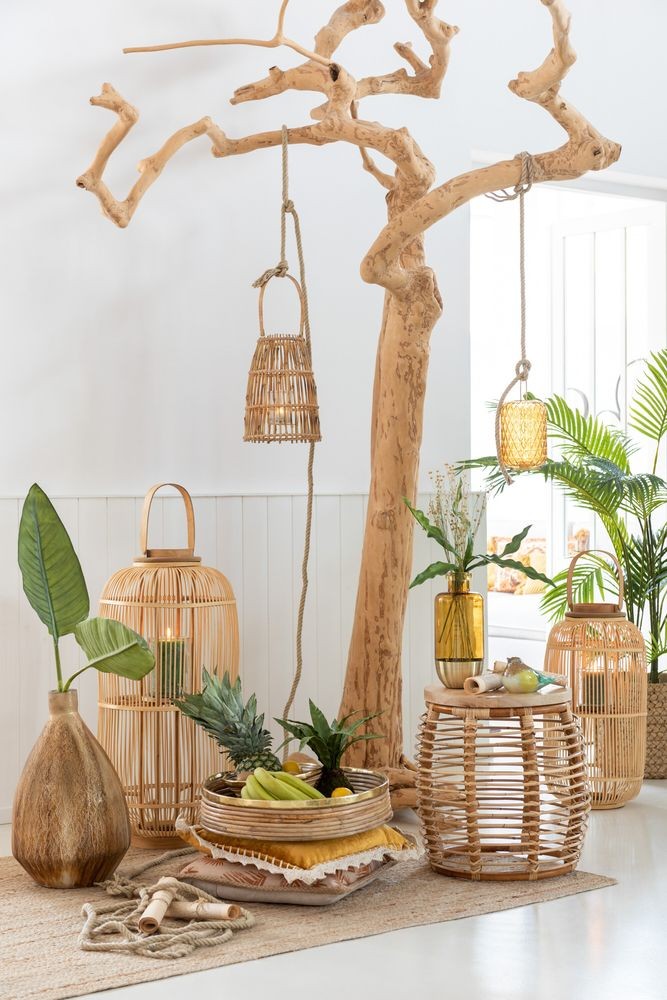 Přírodní ratanový odkládací stolek Ana Rattan Natural - Ø 40*48 cm J-Line by Jolipa Přírodní ratanový odkládací stolek Ana Rattan Natural - Ø 40*48 cm J-Line by Jolipa