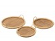 Set 3ks kulatý ratanový podnos s uchy Rattan Boom - Ø 48*10 / Ø 40*9 / Ø 31*9 cm J-Line by Jolipa