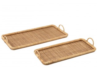 Set 2ks ratanový podnos s uchy Rattan Boom - 71*36*10/ 61*28*9 cm