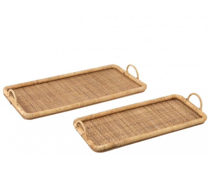 Set 2ks ratanový podnos s uchy Rattan Boom - 71*36*10/ 61*28*9 cm J-Line by Jolipa