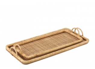 Set 2ks ratanový podnos s uchy Rattan Boom - 71*36*10/ 61*28*9 cm