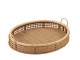 Přírodní oválný ratanovo-bambusový podnos s uchy Rattan Boom L - 65*52*16 cm J-Line by Jolipa