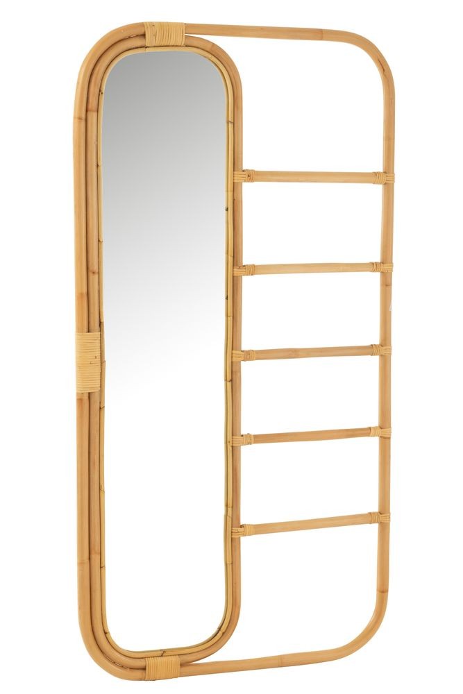 Přírodní ratanové zrcadlo se žebříkem Ellen Rattan Natural - 80*3*180 cm