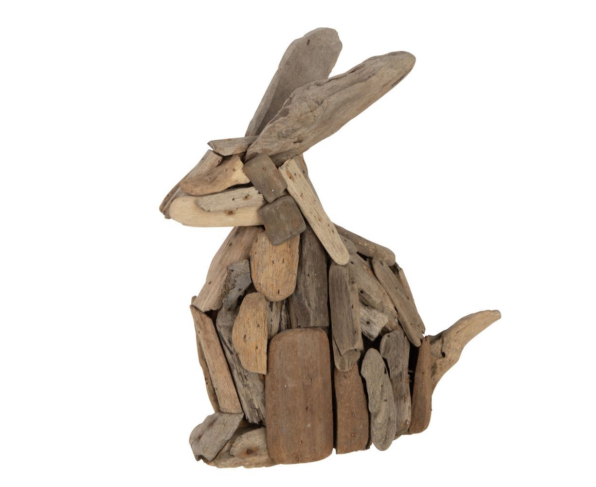 Hnědá antik dekorace králík z recyklovaného dřeva - 30*16*35 cm