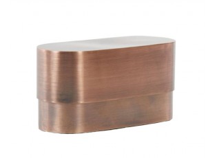 Měděný antik kovový oválný úložný box Samuel - 20*9*10 cm 
