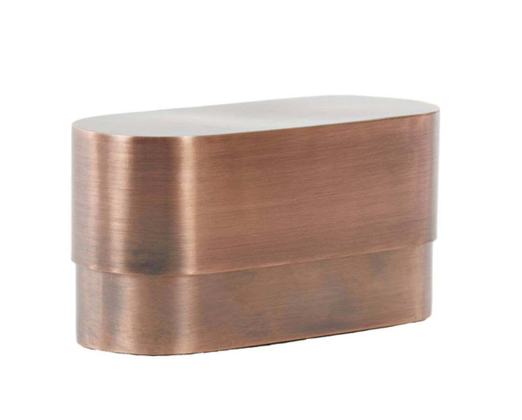 Měděný antik kovový oválný úložný box Samuel - 20*9*10 cm 