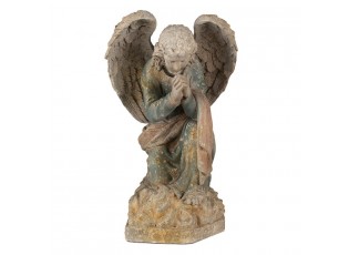 Béžovo-zelená antik dekorace socha anděl Angel Baroque - 41*45*65 cm