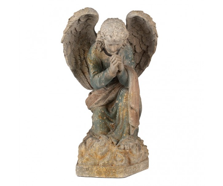 Béžovo-zelená antik dekorace socha anděla Angel Baroque - 41*45*65 cm Clayre & Eef