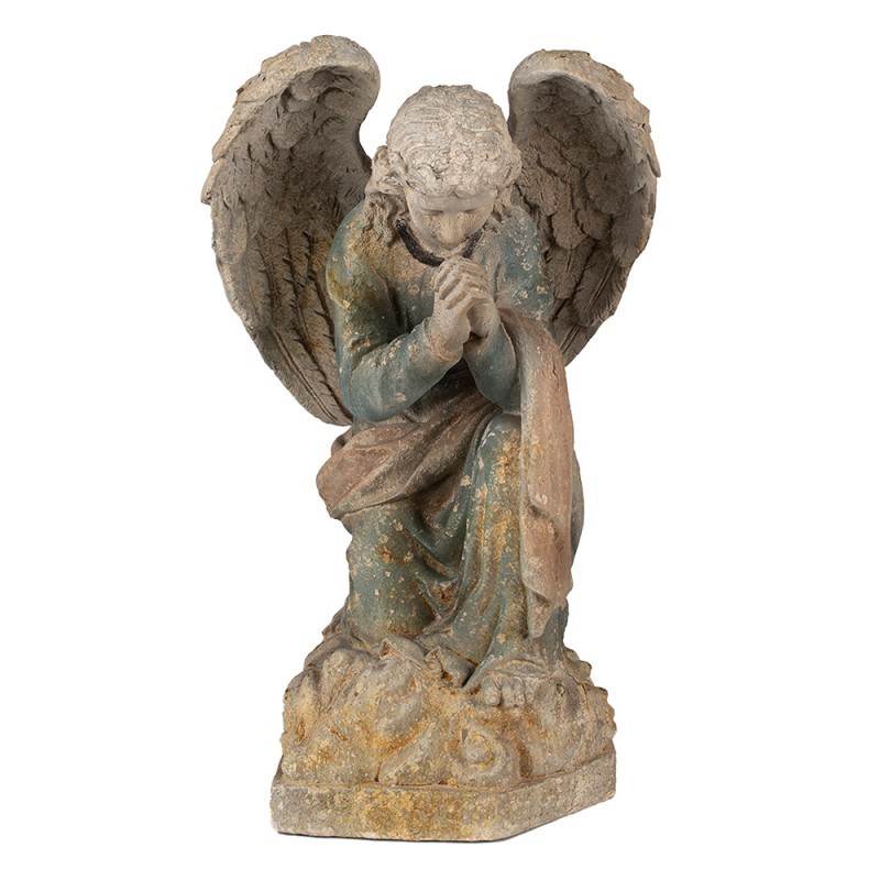 Béžovo-zelená antik dekorace socha anděla Angel Baroque - 41*45*65 cm